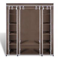 Wardrobe with Compartments and Rods 45x150x176 cm Brown Fabric Kings Warehouse