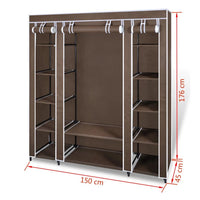 Wardrobe with Compartments and Rods 45x150x176 cm Brown Fabric Kings Warehouse
