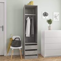 Wardrobe with Drawers Concrete Grey 50x50x200 cm