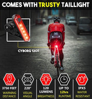 Waterproof Rechargeable LED Bike Lights Set (2000mah Lithium Battery, IPX4, 2 USB Cables) Kings Warehouse