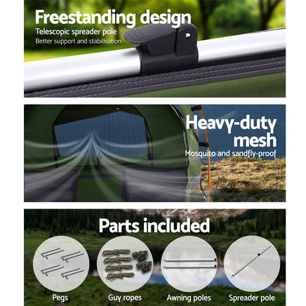 Weisshorn Double Swag Camping Swags Canvas Free Standing Dome Tent Celadon Camping Supplies Kings Warehouse