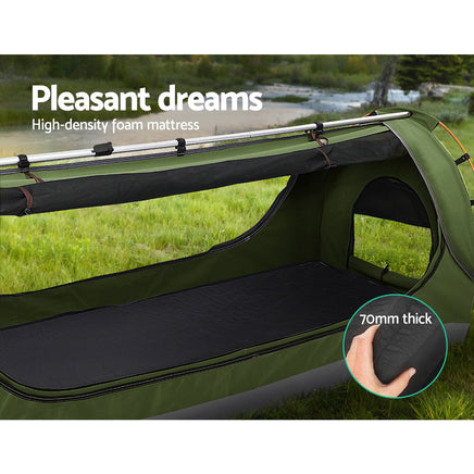 Weisshorn Double Swag Camping Swags Canvas Free Standing Dome Tent Celadon Camping Supplies Kings Warehouse