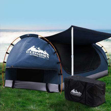 Weisshorn Double Swag Camping Swags Canvas Free Standing Dome Tent Dark Blue Kings Warehouse