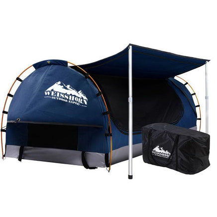 Weisshorn Double Swag Camping Swags Canvas Free Standing Dome Tent Dark Blue Kings Warehouse