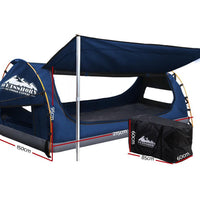 Weisshorn Double Swag Camping Swags Canvas Free Standing Dome Tent Dark Blue Kings Warehouse
