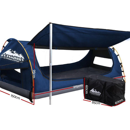 Weisshorn Double Swag Camping Swags Canvas Free Standing Dome Tent Dark Blue Kings Warehouse