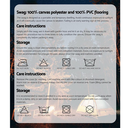 Weisshorn Double Swag Camping Swags Canvas Free Standing Dome Tent Dark Grey Outdoor Kings Warehouse