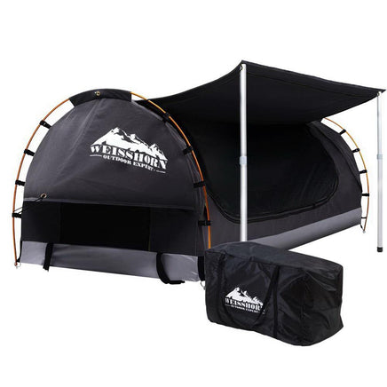 Weisshorn Double Swag Camping Swags Canvas Free Standing Dome Tent Dark Grey Outdoor Kings Warehouse