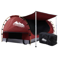 Weisshorn Double Swag Camping Swags Canvas Free Standing Dome Tent Red with 7CM Mattress Outdoor Kings Warehouse 