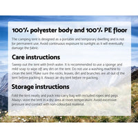 Weisshorn Instant Up Camping Tent 4-5 Person Pop up Tents Family Hiking Beach Dome Outdoor Kings Warehouse