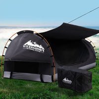 Weisshorn Swag King Single Camping Swags Canvas Free Standing Dome Tent Dark Grey with 7CM Mattress Outdoor Kings Warehouse 