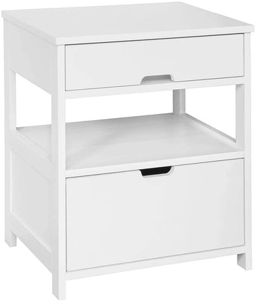 White Bedside Table with 2 Drawers bedroom furniture Kings Warehouse