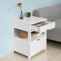 White Bedside Table with 2 Drawers bedroom furniture Kings Warehouse