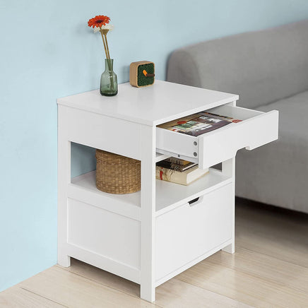 White Bedside Table with 2 Drawers bedroom furniture Kings Warehouse