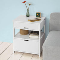 White Bedside Table with 2 Drawers bedroom furniture Kings Warehouse