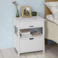 White Bedside Table with 2 Drawers bedroom furniture Kings Warehouse
