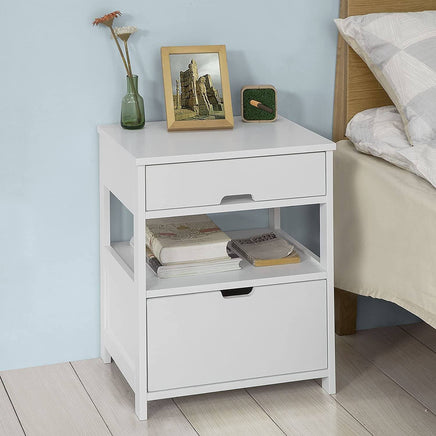 White Bedside Table with 2 Drawers bedroom furniture Kings Warehouse