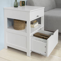 White Bedside Table with 2 Drawers bedroom furniture Kings Warehouse