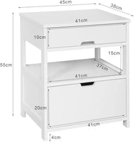 White Bedside Table with 2 Drawers bedroom furniture Kings Warehouse
