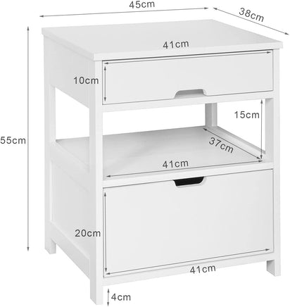 White Bedside Table with 2 Drawers bedroom furniture Kings Warehouse