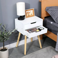 Wooden Bedside Table 2 Drawers Cabinet Storage Tall Night Stand bedroom furniture Kings Warehouse