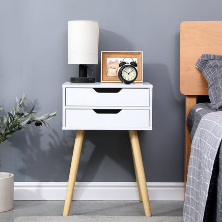 Wooden Bedside Table 2 Drawers Cabinet Storage Tall Night Stand bedroom furniture Kings Warehouse
