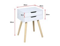 Wooden Bedside Table 2 Drawers Cabinet Storage Tall Night Stand bedroom furniture Kings Warehouse