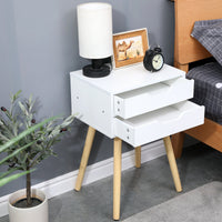 Wooden Bedside Table 2 Drawers Cabinet Storage Tall Night Stand bedroom furniture Kings Warehouse