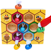 Wooden Bee Toddler Fine Motor Skill Toy - (Montessori Wooden Puzzle Early Learning Preschool Educational Kids) Kings Warehouse