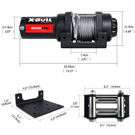 X-BULL Electric Winch 4500LBS/2041KG Steel Cable Wireless Remote Boat ATV 4WD Kings Warehouse