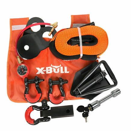 X-BULL Winch Recovery Kit 11PCS 4WD 4x4 Pack Off Road Snatch Strap Essential Kings Warehouse