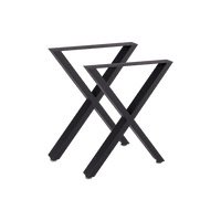 X-Shaped Table Bench Desk Legs Retro Industrial Design Fully Welded - Black dining KingsWarehouse 