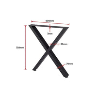 X-Shaped Table Bench Desk Legs Retro Industrial Design Fully Welded - Black dining KingsWarehouse
