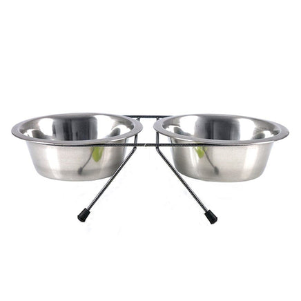 YES4PETS 2 x Sets Medium Portable Dog Cat Steel Pet Bowl Water Bowls Feeder Kings Warehouse