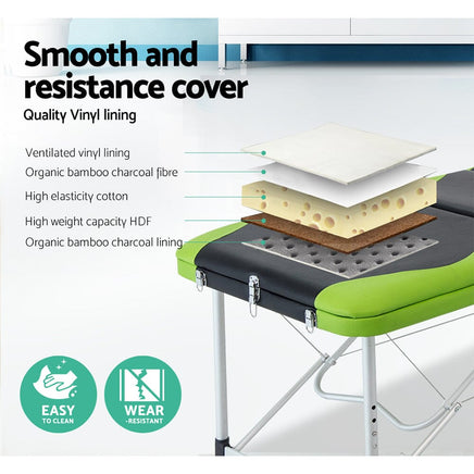 Zenses Massage Table 75cm 3 Fold Aluminium Beauty Bed Portable Therapy KingsWarehouse