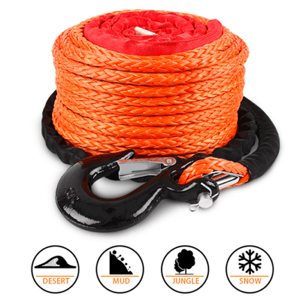 ZESUPER Winch Rope 9.5MM X 30M Dyneema SK75 Hook Synthetic Car Tow Recovery Cable Hook Kings Warehouse