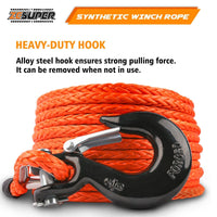 ZESUPER Winch Rope 9.5MM X 30M Dyneema SK75 Hook Synthetic Car Tow Recovery Cable Hook Kings Warehouse