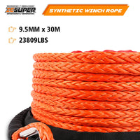 ZESUPER Winch Rope 9.5MM X 30M Dyneema SK75 Hook Synthetic Car Tow Recovery Cable Hook Kings Warehouse