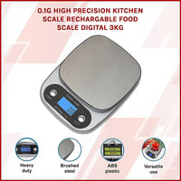 0.1g High Precision Kitchen Scale Rechargable Food Scale Digital 3KG Home & Garden Kings Warehouse 