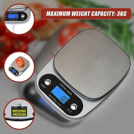 0.1g High Precision Kitchen Scale Rechargable Food Scale Digital 3KG Home & Garden Kings Warehouse 