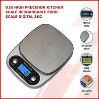 0.1g High Precision Kitchen Scale Rechargable Food Scale Digital 3KG Kings Warehouse 