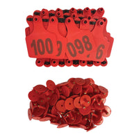 1-100 Cattle Number Ear Tags 7.5x10cm Set - XL Red Cow Sheep Livestock Labels Home & Garden Kings Warehouse 