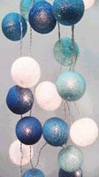 1 Set of 20 LED Blue 5cm Cotton Ball Battery Powered String Lights Christmas Gift Home Wedding Party Boys Bedroom Decoration Indoor Table Centrepiece Kings Warehouse 