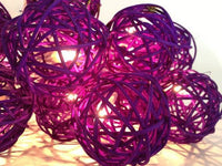 1 Set of 20 LED Cassis Purple 5cm Rattan Cane Ball Battery Powered String Lights Christmas Gift Home Wedding Party Bedroom Decoration Table Centrepiece Kings Warehouse 