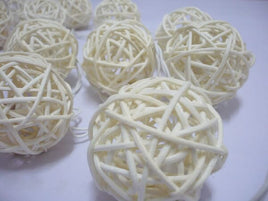 1 Set of 20 LED Cream White 5cm Rattan Cane Ball Battery Powered String Lights Christmas Gift Home Wedding Party Bedroom Decoration Table Centrepiece Kings Warehouse 