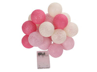 1 Set of 20 LED Pink 5cm Cotton Ball Battery Powered String Lights Christmas Gift Home Wedding Party Girl Bedroom Decoration Outdoor Indoor Table Kings Warehouse 