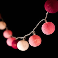 1 Set of 20 LED Pink 5cm Cotton Ball Battery Powered String Lights Christmas Gift Home Wedding Party Girl Bedroom Decoration Outdoor Indoor Table Kings Warehouse 