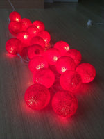 1 Set of 20 LED Red 5cm Cotton Ball Battery Powered String Lights Christmas Gift Home Wedding Party Bedroom Decoration Outdoor Indoor Table Centrepiece Kings Warehouse 