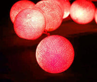 1 Set of 20 LED Red 5cm Cotton Ball Battery Powered String Lights Christmas Gift Home Wedding Party Bedroom Decoration Outdoor Indoor Table Centrepiece Kings Warehouse 