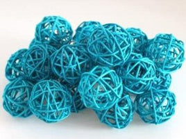 1 Set of 20 LED Turquoise 5cm Rattan Cane Ball Battery Powered String Lights Christmas Gift Home Wedding Party Bedroom Decoration Table Centrepiece Kings Warehouse 